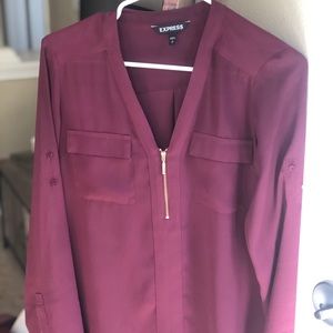 Express Maroon/Gold Half ZIP Top